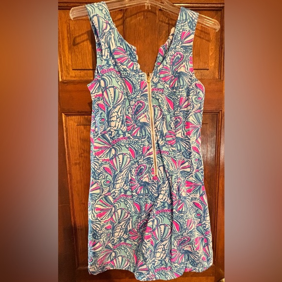 Lilly Pulitzer Target 20th Anniversary My Fans Shift Dress Blue Pink Crochet - Picture 6 of 7